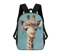 sinyumoney Giraffe with Flower Crown Art Print Sac À Dos Imprimé En 3D, Sac D'école Décontracté Et Tendance Pour Enfants, Sac D'école Pour Garçons, Collégiens 17inch