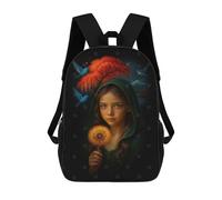 sinyumoney Girl with Dandelion And Bluebirds Sacs À Dos 17 Pouces Pour Enfants, Sacs D'école Imprimés En 3D Pour Élèves Du Primaire Et Du Collège, Garçons Et Filles