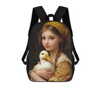 sinyumoney Girl with Duck Sacs À Dos Imprimés En 3D Pour Enfants, Sacs D'école Tendance Pour Garçons, Sacs De Voyage, Sacs Scolaires Pour Élèves Du Primaire 17inch