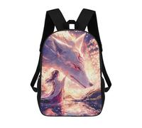 sinyumoney Girl with Her Kitsune Sacs À Dos Scolaires Pour Enfants, Sac D'école Imprimé En 3D Pour Garçons, Élèves Du Primaire Et Du Collège 17inch