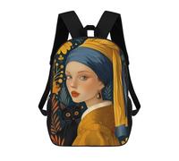 sinyumoney Girl with Pearl And Cat Sacs À Dos Imprimés En 3D Pour Enfants, Sacs D'école Tendance Pour Garçons, Sacs De Voyage, Sacs Scolaires Pour Élèves Du Primaire 17inch