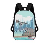 sinyumoney Glasgow Travel Print Sac À Dos Scolaire Pour Enfants Imprimé En 3D, Idéal Pour Les Voyages Et Les Lectures, Pour Les Garçons Et Les Élèves Du Primaire 17inch