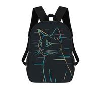 sinyumoney Glitch Cat Line Art Sacs À Dos Scolaires Pour Garçons Et Filles, Sacs À Dos Décontractés Pour Le Sport, Sacs À Dos De Grande Capacité Pour L'école Primaire 17inch