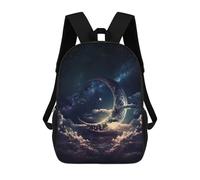 sinyumoney Glowing Abstract Moon Sac À Dos Scolaire Enfant Tendance Et Décontracté, Sac À Dos Imprimé En 3D Pour Garçon, Grand Sac À Dos 17inch