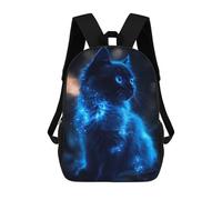 sinyumoney Glowing Blue Cat Portrait Sacs À Dos Scolaires Pour Enfants, Sac D'école Imprimé En 3D Pour Garçons, Élèves Du Primaire Et Du Collège 17inch