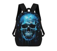 sinyumoney Glowing Blue Skull Artwork-2 Sac À Dos Enfant, Sac D'école, Sac À Dos Imprimé 3D Avec Motif De Dessin Animé, Grande Capacité, Pour Garçons Et Filles 17inch