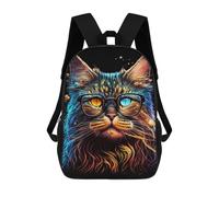 sinyumoney Glowing Cat Glasses Art Print-3 Sac À Dos Scolaire, Sac À Dos De Travail Pour Ordinateur Portable, Sac À Dos Pour Garçons/filles/adolescents 17inch