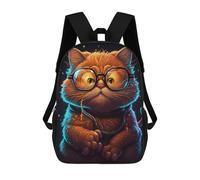 sinyumoney Glowing Glasses Cat Art Print Sac À Dos En Peluche À Motif Dessin Animé, Sac À Dos 3D Pour Enfants, Idée Cadeau D'anniversaire Pour Garçons Et Filles 17inch