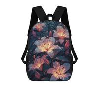 sinyumoney Glowing Lilies in The Night Sac À Dos Scolaire Imprimé En 3D, Sac À Dos Décontracté Pour Enfants, Sac D'école Imprimé En 3D Pour Garçons, Primaire Et Collège 17inch