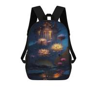 sinyumoney Glowing Lotus Pond Scene-1 Sacs À Dos Pour Enfants, Sac À Dos Scolaire Imprimé En 3D Pour Enfants, Sac À Dos De Voyage, Sac À Livres Pour Enfants 17inch Sac D'école