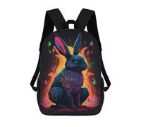 sinyumoney Glowing Neon Rabbit Art Print-1 17inch Sacs À Dos Scolaires Imprimés En 3D - Sacs À Dos Tendance Pour Garçons Du Primaire Et Du Collège