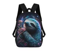 sinyumoney Glowing Sloth with Flowers Sacs À Dos Tendance Imprimés En 3D 17inch Sac D'école Décontracté Pour Enfants, Garçons, Élèves Du Primaire Et Du Collège