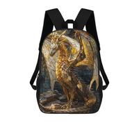 sinyumoney Gold Stained Glass Dragon Sac À Dos Scolaire, Sac À Dos Pour Garçons Et Adolescents, Cadeau, Sac À Dos Imprimé En 3D, Sac À Dos Scolaire, Sac À Livres 17inch