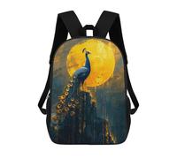 sinyumoney Gold Sun Peacock Sac À Dos Scolaire Pour Adolescents, Imprimé En 3D, Ajustable, À Poches Tendance, Pour Enfants, Garçons, Filles, Étudiants Et Adolescents 17inch