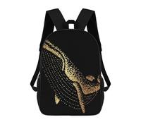 sinyumoney Gold Whale 19 Sac À Dos, Cartable Imprimé En 3D, Sac À Goûter, Sac À Dos De Voyage, Sac À Dos Entre Amis, Sac À Dos Scolaire Pour Filles Et Garçons 17inch