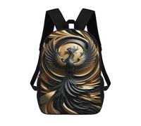 sinyumoney Golden Abstract Phoenix Sacs À Dos Tendance Imprimés En 3D 17inch Sac D'école Décontracté Pour Enfants, Garçons, Élèves Du Primaire Et Du Collège