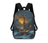 sinyumoney Golden Anchor Painting Sacs À Dos Pour Enfants, Sac À Dos Scolaire Imprimé En 3D Pour Enfants, Sac À Dos De Voyage, Sac À Livres Pour Enfants 17inch Sac D'école