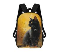 sinyumoney Golden Autumn Cat Portrait Sacs À Dos 17 Pouces Pour Enfants, Sacs D'école Imprimés En 3D Pour Élèves Du Primaire Et Du Collège, Garçons Et Filles