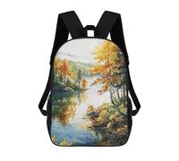 sinyumoney Golden Autumn Reflection Sac À Dos Scolaire Pour Filles Et Garçons Avec Poche, Sac À Dos Tendance Pour Enfants 17inch