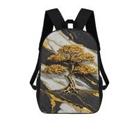 sinyumoney Golden Bonsai Tree on Marble Background Sacs À Dos Décontractés Pour Enfants, Sacs D'école Pour Adolescents, Filles Et Garçons, Sacs À Dos Pour Livres 17inch