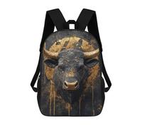 sinyumoney Golden Bull Sculpture Decor Sacs À Dos Pour Enfants, Sac À Dos Scolaire Imprimé En 3D Pour Enfants, Sac À Dos De Voyage, Sac À Livres Pour Enfants 17inch Sac D'école