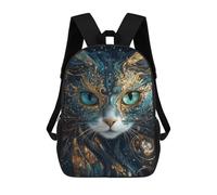 sinyumoney Golden Cat Face Art Print Sac À Dos Scolaire Pour Enfants, Imprimé En 3D, Pour Garçons, Élèves Du Primaire Et Du Collège 17inch