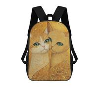 sinyumoney Golden Cats Art Print-2 17inch Sacs À Dos Scolaires Imprimés En 3D - Sacs À Dos Tendance Pour Garçons Du Primaire Et Du Collège