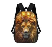 sinyumoney Golden Crowned Lion Majesty -2 Sac À Dos Enfant, Sac D'école, Sac À Dos Imprimé 3D Avec Motif De Dessin Animé, Grande Capacité, Pour Garçons Et Filles 17inch