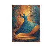 sinyumoney Golden Dance of Light Panneaux Métalliques Vintage, Décoration Murale, Panneaux En Étain, Bar, Café, Salle Familiale, Garage, Affiche, Décoration Murale15.7 x11.8