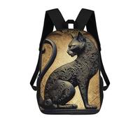 sinyumoney Golden Decorative Cat Statue Sacs À Dos Pour Enfants, Cartables 3D Personnalisés Pour Garçons Et Filles, Grands Sacs À Dos Scolaires Décontractés 17inch
