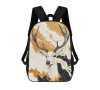 sinyumoney Golden Deer Abstract Art Sacs À Dos Tendance Imprimés En 3D 17inch Sac D'école Décontracté Pour Enfants, Garçons, Élèves Du Primaire Et Du Collège