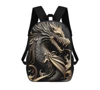 sinyumoney Golden Dragon Artwork-2 Sac À Dos Imprimé En 3D, Sac D'école Décontracté Et Tendance Pour Enfants, Sac D'école Pour Garçons, Collégiens 17inch