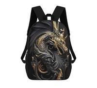 sinyumoney Golden Dragon Artwork-5 Sac À Dos Imprimé En 3D, Sac D'école Décontracté Et Tendance Pour Enfants, Sac D'école Pour Garçons, Collégiens 17inch