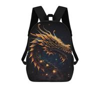 sinyumoney Golden Dragon Head Artwork 17inch Sac À Dos Scolaire Imprimé En 3D Pour Enfants, Style Décontracté Et Tendance, Idéal Pour Les Voyages Et Les Études.