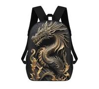 sinyumoney Golden Dragon Illustration Sacs À Dos Décontractés Pour Enfants, Sacs D'école Pour Adolescents, Filles Et Garçons, Sacs À Dos Pour Livres 17inch