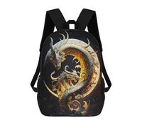 sinyumoney Golden Dragon Moon Artwork Sacs À Dos Pour Enfants, Cartables 3D Personnalisés Pour Garçons Et Filles, Grands Sacs À Dos Scolaires Décontractés 17inch