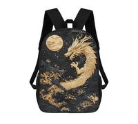 sinyumoney Golden Dragon Moon Night Sac À Dos Scolaire Pour Enfants, Sac À Dos De Voyage Décontracté, Grand Sac À Dos Pour Garçons Et Filles 17inch