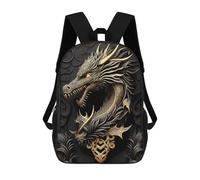 sinyumoney Golden Dragon Portrait Sac À Dos Scolaire Pour Enfants, Grand Sac À Dos 3D, Cadeau Pour Enfants 17inch