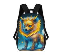 sinyumoney Golden Fantasy Beast Statue Sacs À Dos Tendance Imprimés En 3D 17inch Sac D'école Décontracté Pour Enfants, Garçons, Élèves Du Primaire Et Du Collège