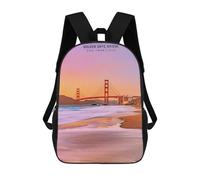 sinyumoney Golden Gate Bridge Sunset Sac À Dos Imprimé En 3D, Sac D'école Décontracté Et Tendance Pour Enfants, Sac D'école Pour Garçons, Collégiens 17inch