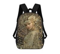 sinyumoney Golden Goddess Portrait Sacs À Dos Imprimés En 3D Pour Enfants 17inch Sacs À Dos Tendance Et Décontractés Pour La Journée, Sacs De Voyage, Sacs À Dos D'extérieur Pour Garçons Et Filles
