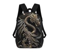 sinyumoney Golden Guardian Dragon Sac À Dos Scolaire, Sac À Dos Pour Ordinateur Portable - Idéal Pour Les Voyages, Le Travail Et Le Quotidien 17inch