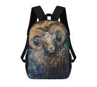 sinyumoney Golden Horned Ram Painting Sac À Dos Enfant, Cartable, Sac D'école, Motif Dessin Animé 3D, Sac Pour Ordinateur Portable, Pour Garçons Et Filles 17inch