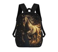 sinyumoney Golden Horse in Motion Sac À Dos, Cartable Imprimé En 3D, Sac À Goûter, Sac À Dos De Voyage, Sac À Dos Entre Amis, Sac À Dos Scolaire Pour Filles Et Garçons 17inch