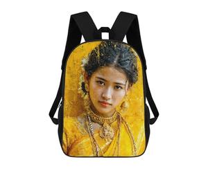 sinyumoney Golden Indian Beauty Sac À Dos Scolaire Pour Enfants, 43 Cm (17 Pouces), Imprimé En 3D, Pour Garçons, Élèves Du Primaire Et Du Collège
