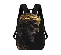 sinyumoney Golden King Profile Artwork Sacs À Dos Tendance Imprimés En 3D 17inch Sac D'école Décontracté Pour Enfants, Garçons, Élèves Du Primaire Et Du Collège