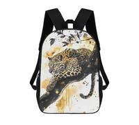 sinyumoney Golden Leopard Watercolor Sac À Dos Scolaire Imprimé En 3D, Sac À Dos Décontracté Pour Enfants, Sac D'école Imprimé En 3D Pour Garçons, Primaire Et Collège 17inch