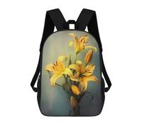 sinyumoney Golden Lily Flower Sac À Dos Scolaire Pour Enfants, Sac À Dos De Voyage Décontracté, Grand Sac À Dos Pour Garçons Et Filles 17inch