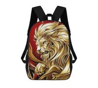 sinyumoney Golden Lion Portrait Sac À Dos Scolaire Pour Enfants, Sac À Dos De Voyage Décontracté, Grand Sac À Dos Pour Garçons Et Filles 17inch