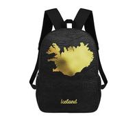 sinyumoney Golden Map Art Iceland Sac À Dos Scolaire Enfant Tendance Et Décontracté, Sac À Dos Imprimé En 3D Pour Garçon, Grand Sac À Dos 17inch